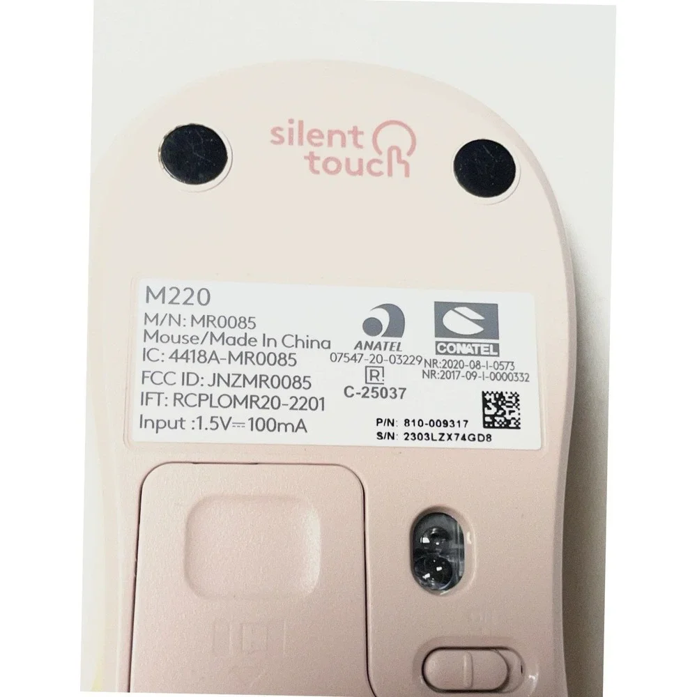 Logitech Wireless Mouse Silent Touch M220 Rose MR0085 Pink works Tested